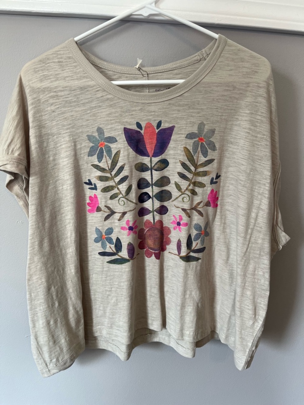 NATURAL LIFE Boxy Boho Tee with Flowers